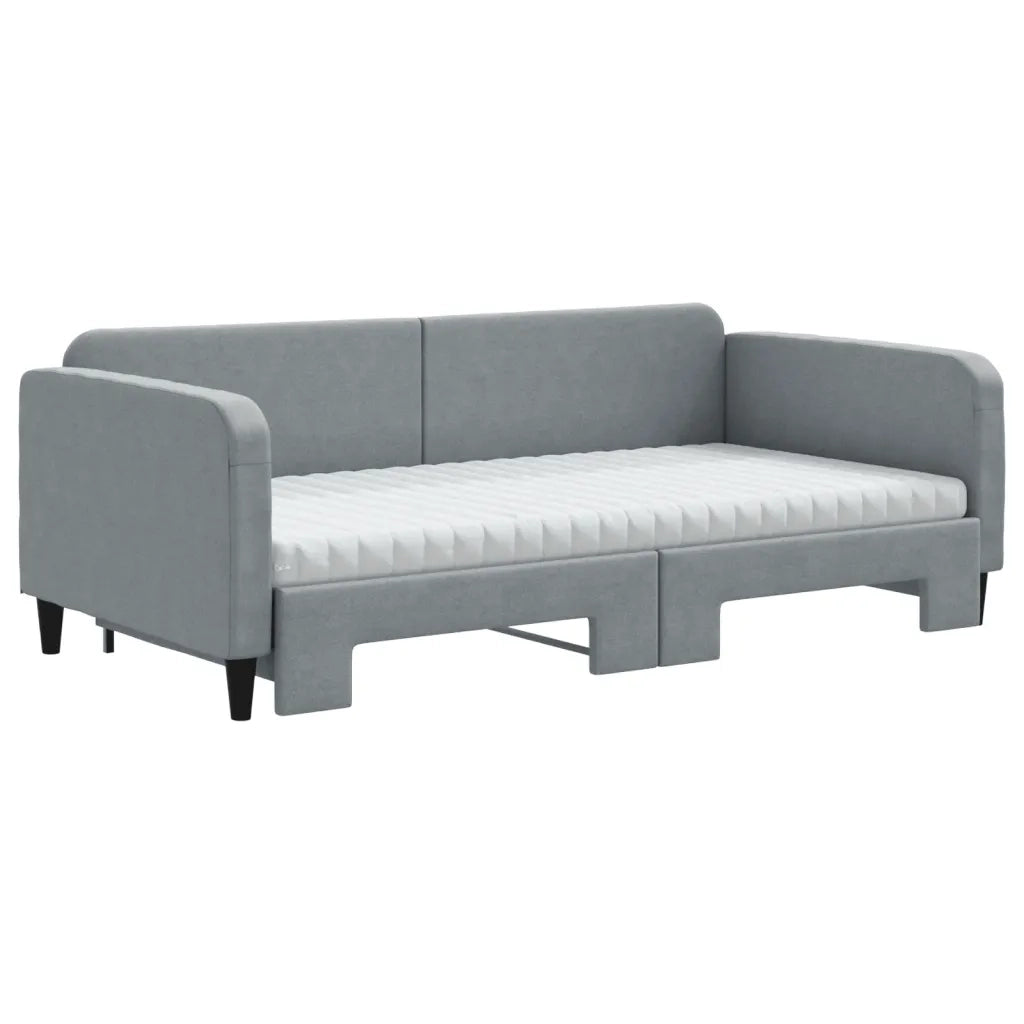 Divano Letto Estraibile Materassi Grigio Chiaro 100x200 Tessuto 3196839