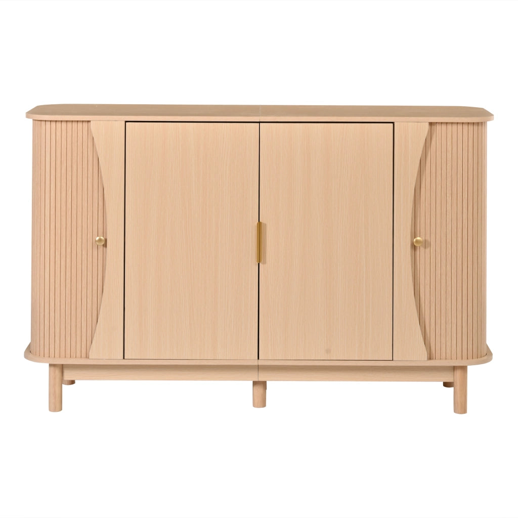 Credenza con 2 ante; 3 vani e ripiano regolabile - per soggiorno - in MDF - 140×40×88 cm - naturale