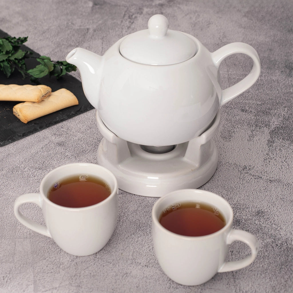 Teiera KADAX con riscaldatore, 1 litro, in ceramica, confezione regalo con 2 tazze.