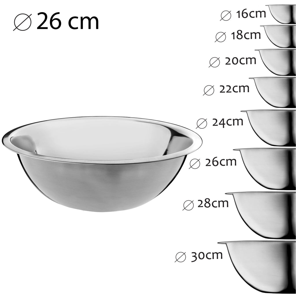 Ciotola da cucina KADAX rotonda in acciaio inox da 26 cm per insalate e cottura