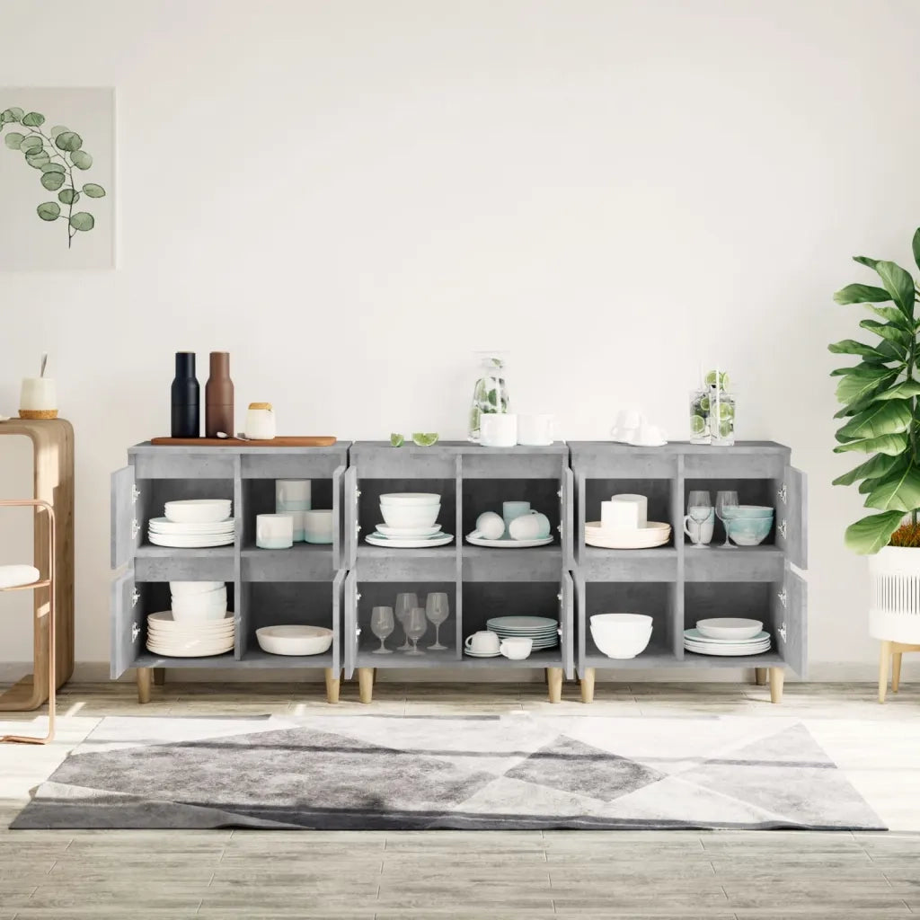 Credenze 3pz Grigio Cemento 60x35x70 cm in Legno Multistratocod mxl 101415