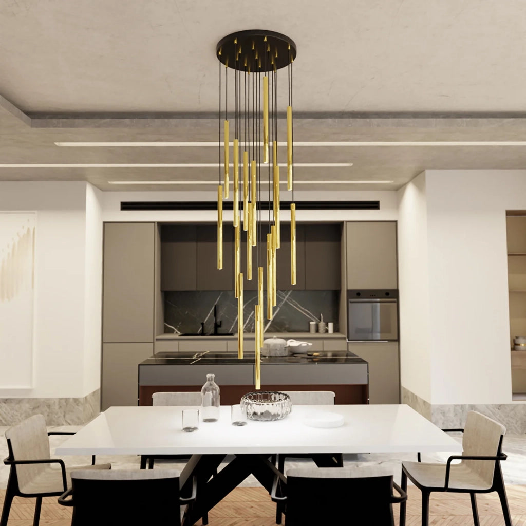 Lampadario Moderno Shu Acciaio Nero 17 Luci G9 Ip20