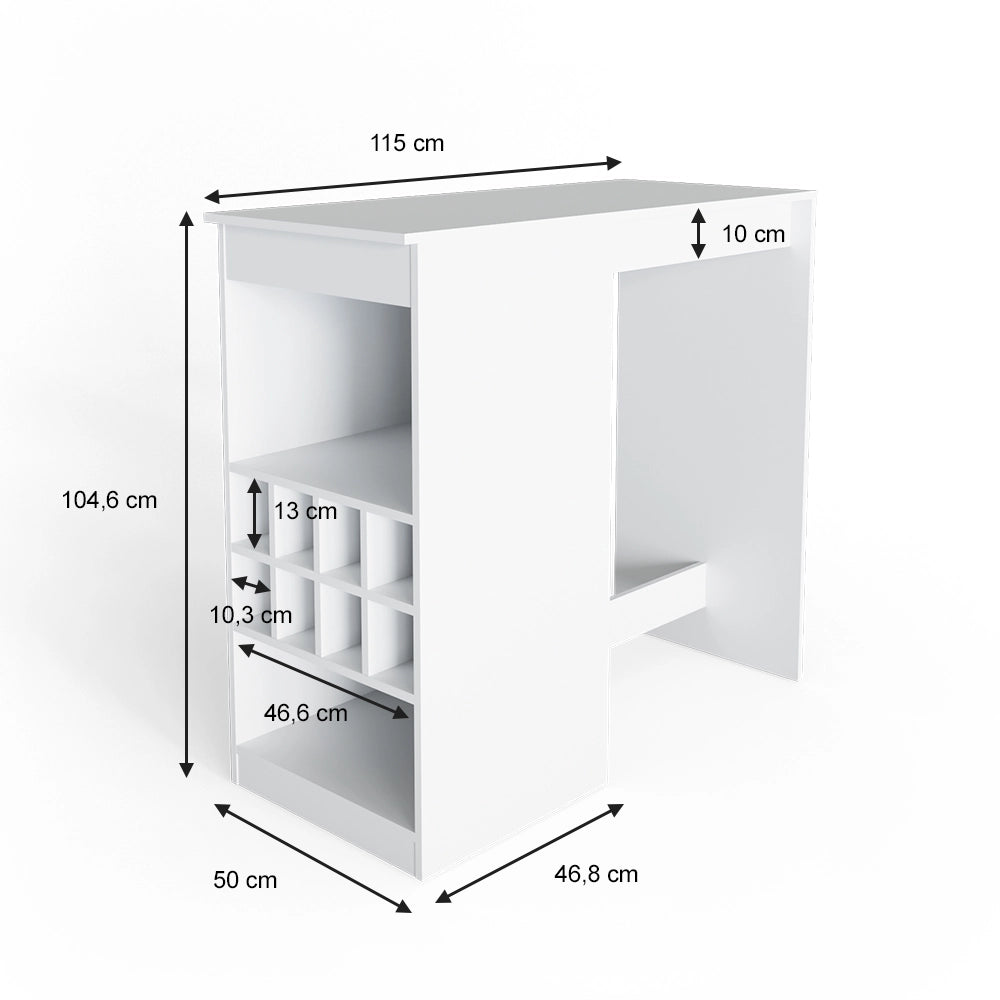 Vicco Tavolo bar alto Bianco 115 x 50 cm