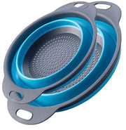 Set di vaschette pieghevoli da 2 pezzi - Vaschetta siliconica pieghevole - 1 grande e 1 piccola - 100% BPA libero | Resistente all'acqua da lavastoviglie - Resistente al calore | Facile da riporre - Blu