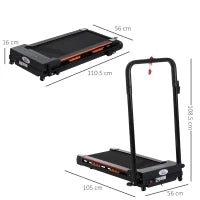 Tapis Roulant Elettrico Pieghevole Salvaspazio con Telecomando e Chiave di Sicurezza, 1-6 km/h, Potenza 0.5HP, 105x56x108.5cm