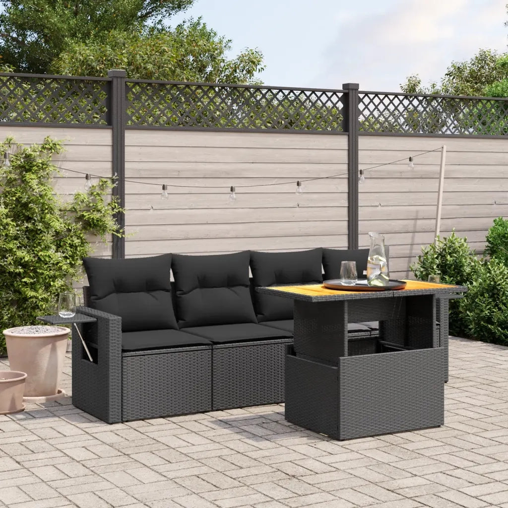 Set Divani da Giardino 5 pz con Cuscini in Polyrattan Nerocod mxl 112907