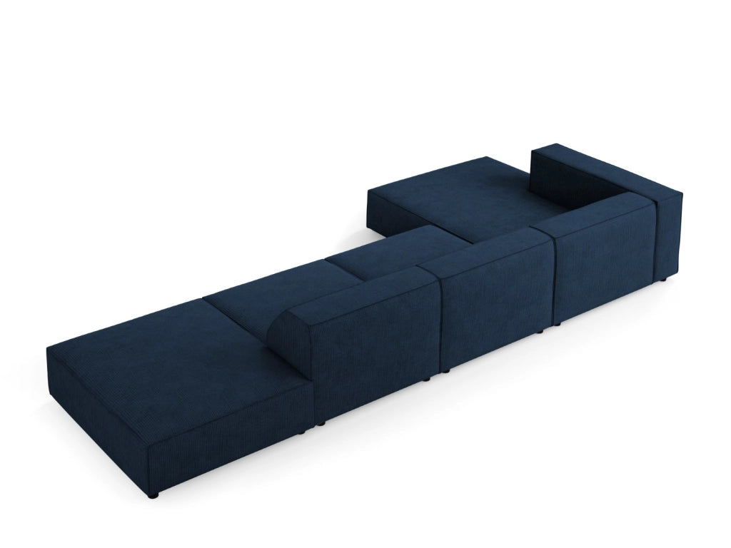 Cosmopolitan Design - Divano angolare sinistro "Arendal" 5 posti in ciniglia con effetto a coste blu reale 