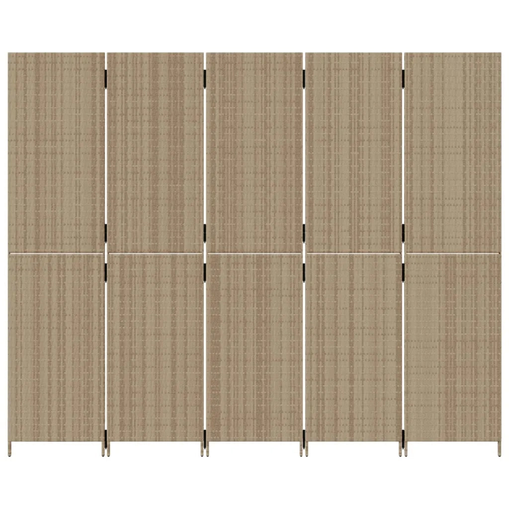 Divisorio per Ambienti a 5 Pannelli Beige in Polyrattan 365367