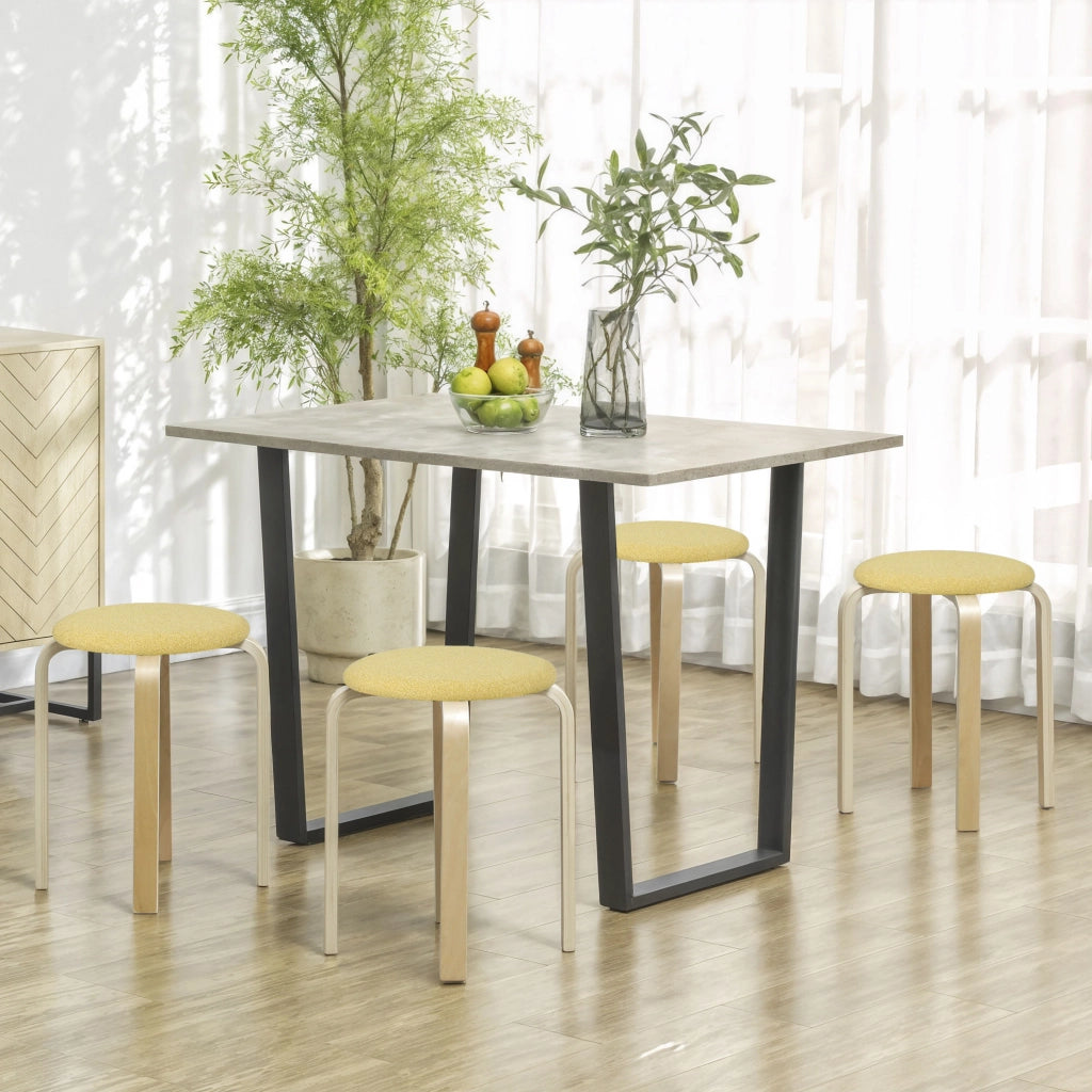 Set di 4 sgabelli rotondi impilabili ¨C zephmum ¨C imbottiti in tessuto giallo