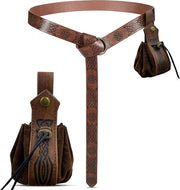 Raccordo Premium Medievale con Borsa di Nappa e Corda in Pelle di Cuoio - Adatto per Teatro e Gioco di Ruolo