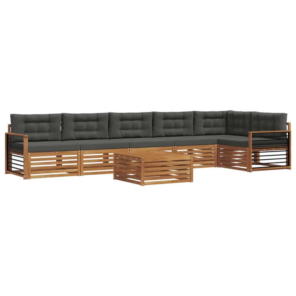 Set di divani da esterno con cuscino 7 pcs Naturale e Antracite 3373592