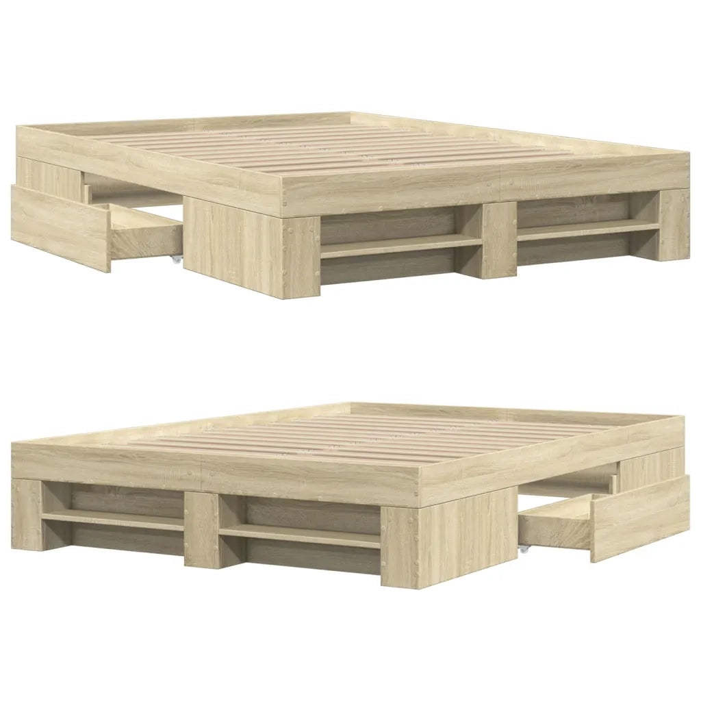 Giroletto-Struttura Letto Rovere Sonoma 135x190 cm in Legno Multistrato 410019