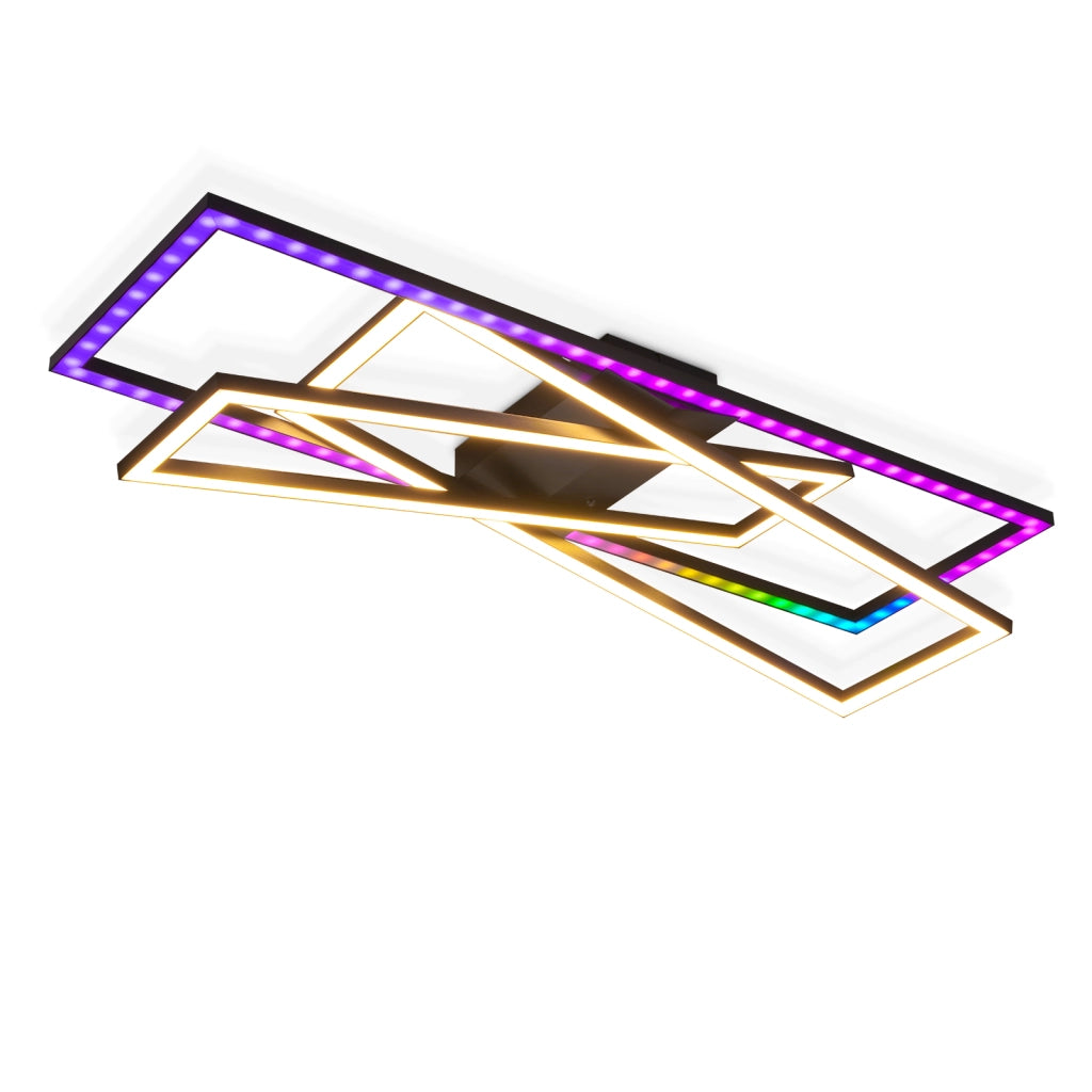 ZMH Lampada da soffitto LED rettangolare 36W RGB orientabile nera per soggiorno camera letto corridoio cucina