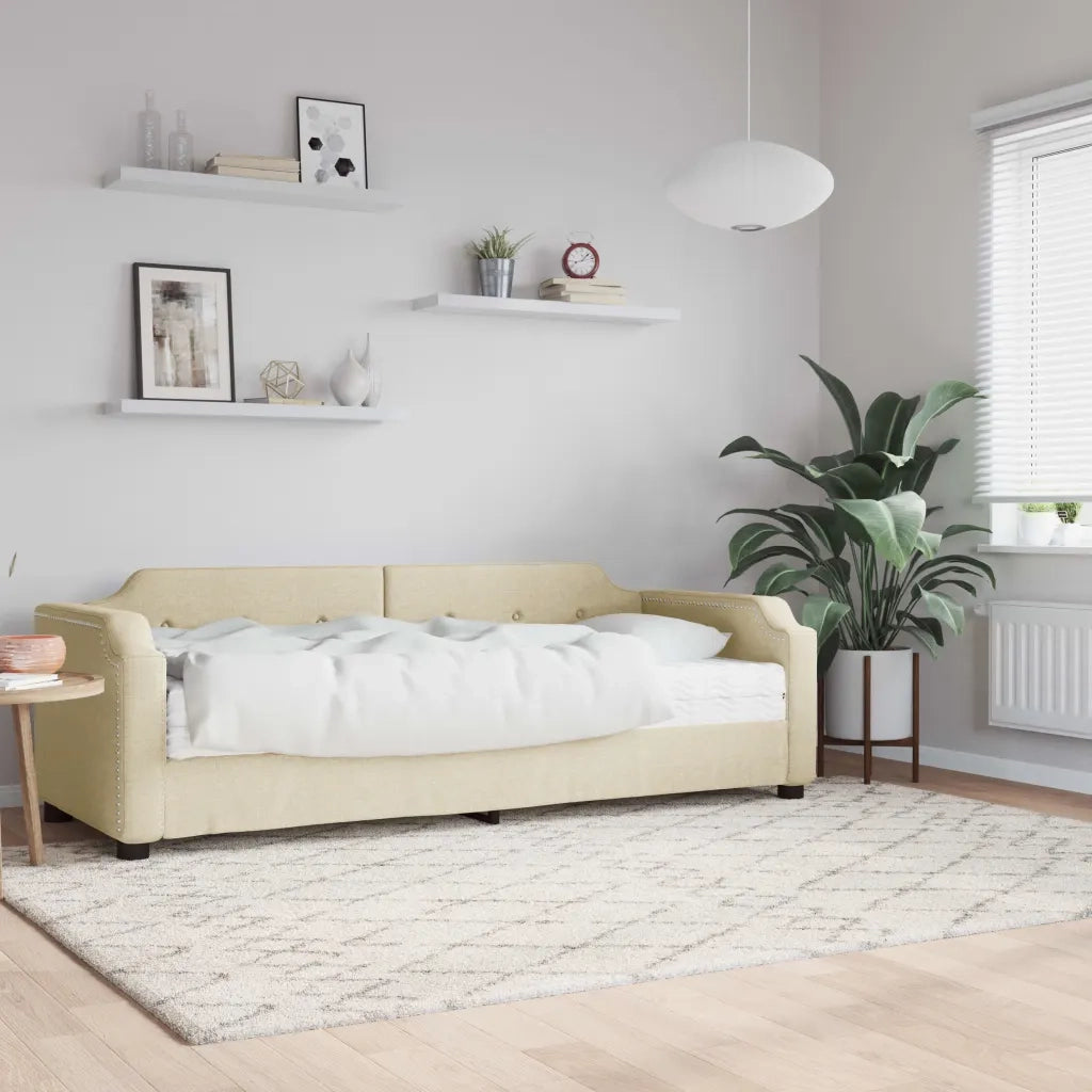 Divano letto | Sof¨¤ letto | Letto singolo con Materasso Crema 80x200 cm in Tessuto
