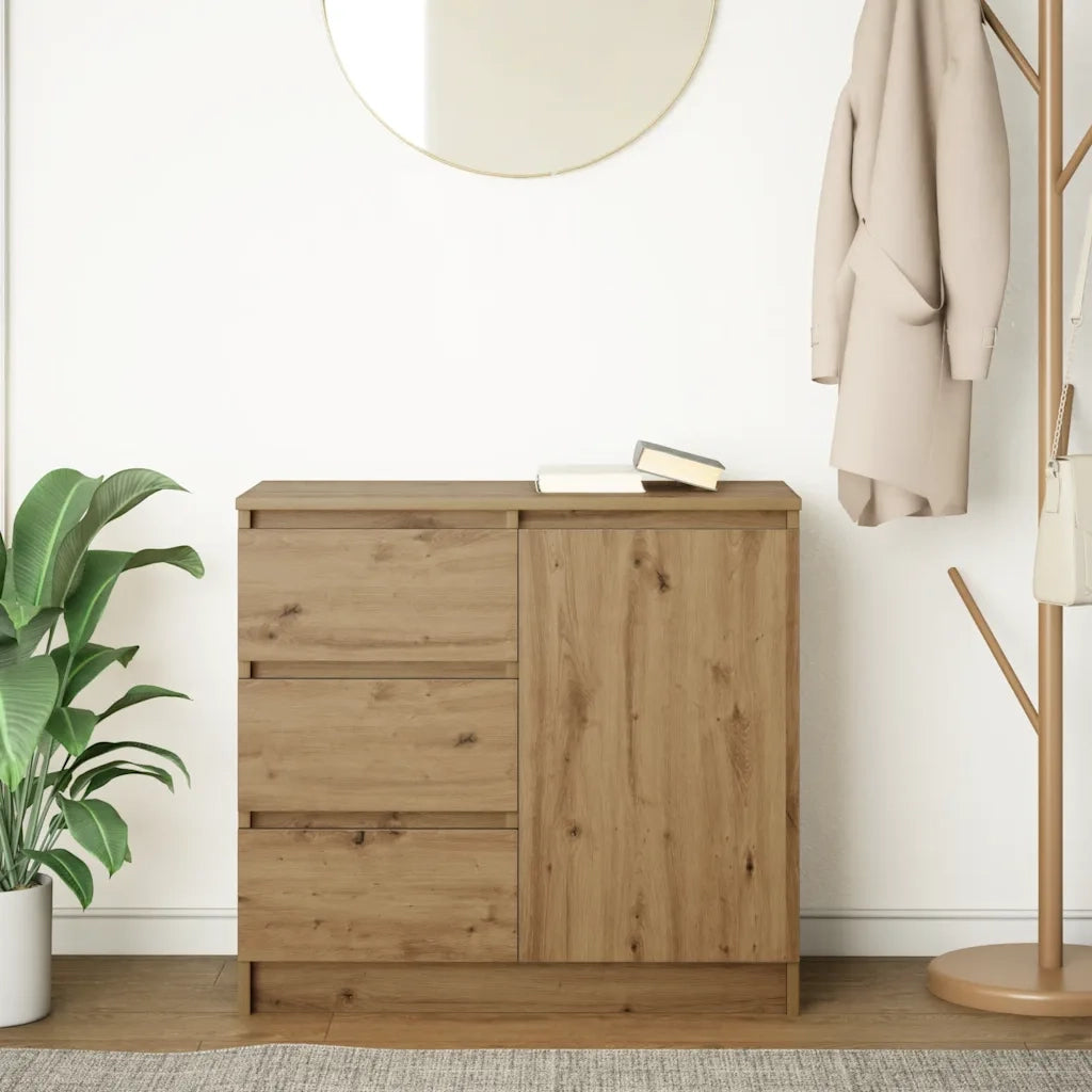 Credenza | Madia | Buffet da pranzo | Armadio da pranzo con Cassetto Rovere Artigianale 71x35x65 cm Truciolato