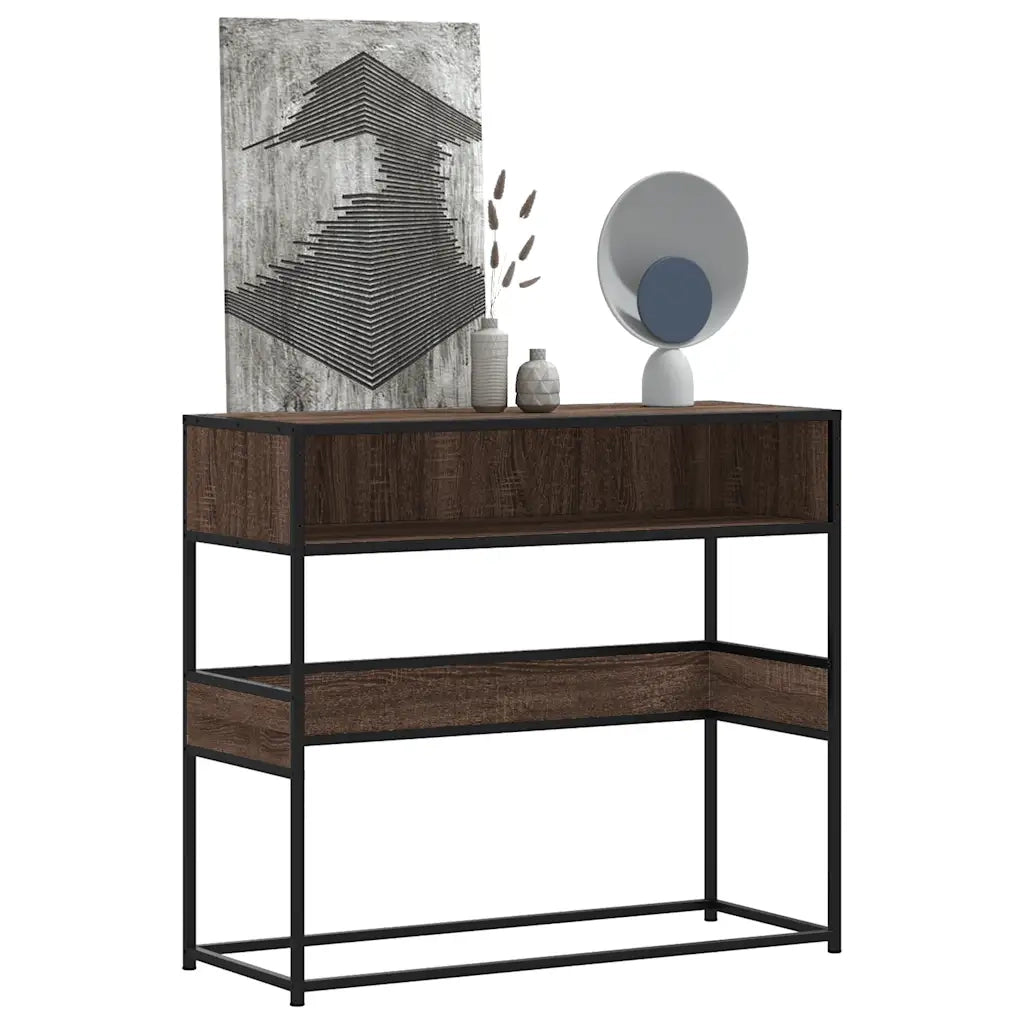 Tavolo Consolle Rovere Marrone 90x35x80 cm Legno Multistrato 849173