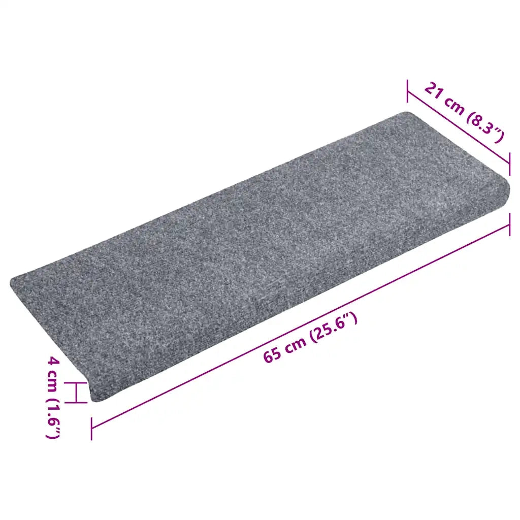 Tappetini per scale autoadesivi 15 pz | Gradini per Scale 65x21x4 cm Grigio chiaro bordo rettangolare