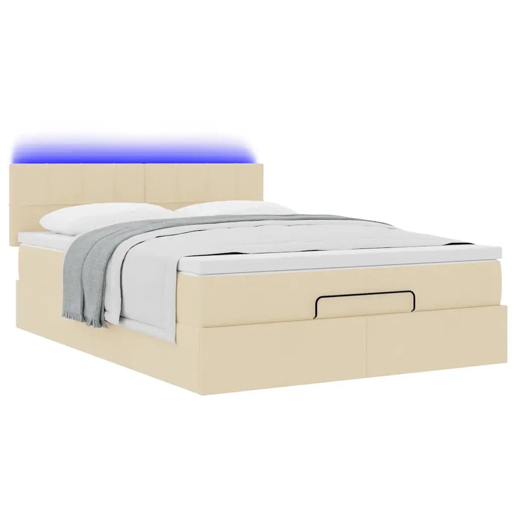 Pouf Letto con Materasso e LED Crema 140x190 cm 3312310