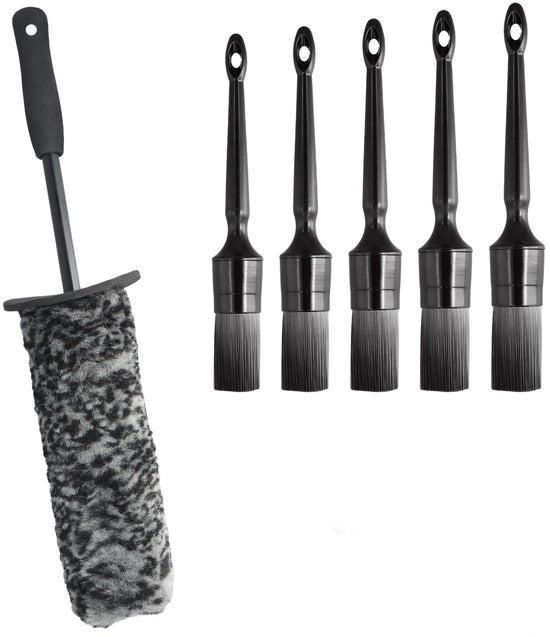 Set di pulizia per cerchi in 6 pezzi, pennello per cerchi e set di pennelli per dettagli, pennello per cerchi per pulizia fino in fondo, attrezzatura per pulizia cerchi, pennello per cerchi per cerchi in alluminio