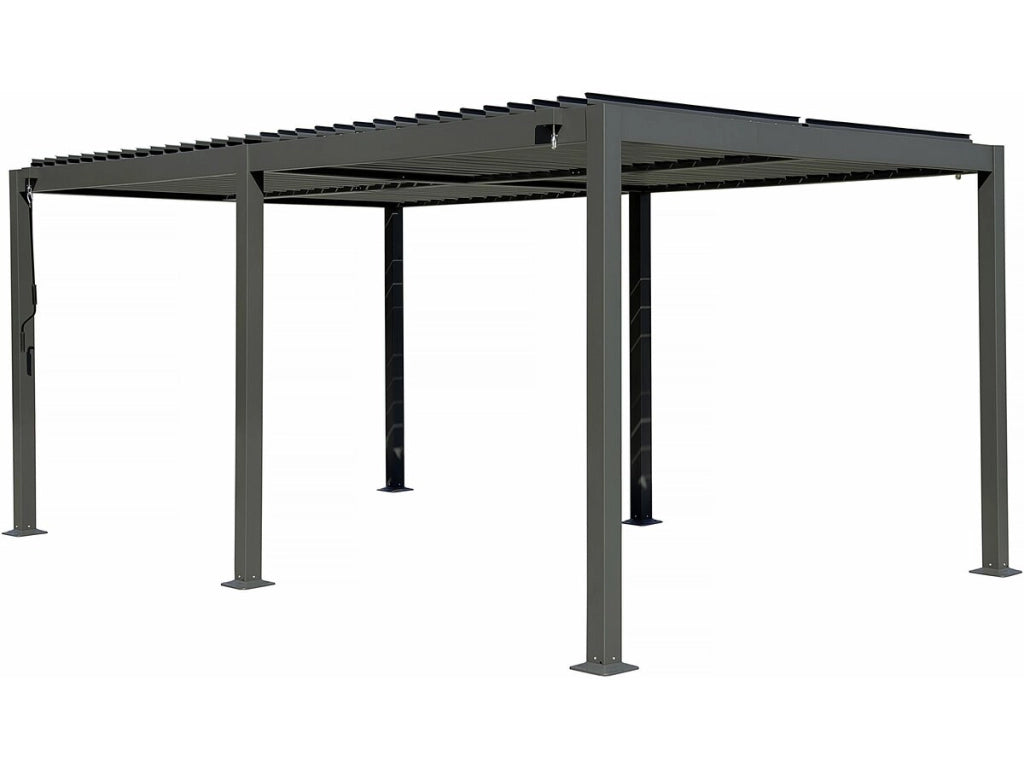 Pergola bioclimatica autoportante Kensington in alluminio - 3 x 5 m - Grigio