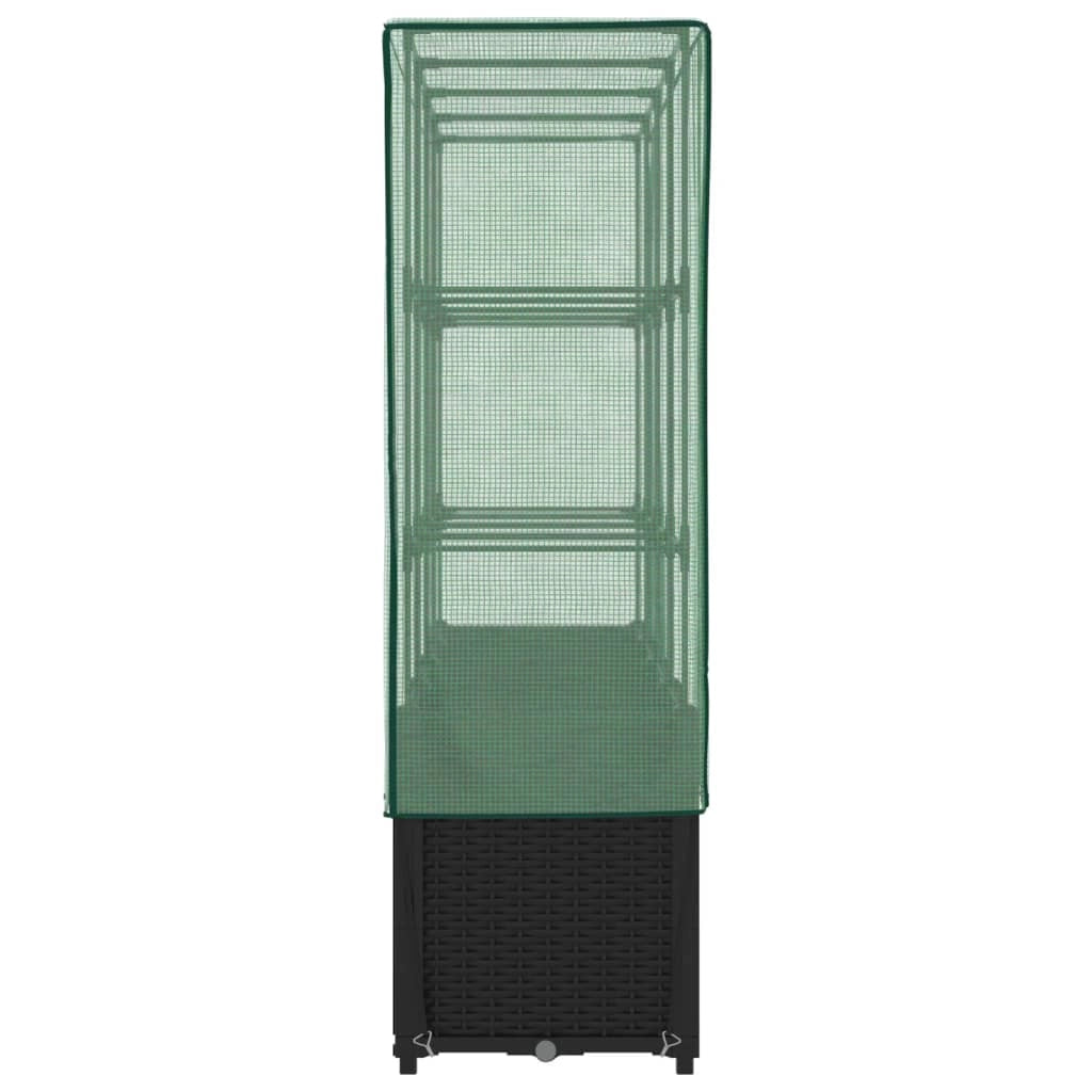 Aiuola rialzata/fioriera con copertura effetto rattan 160 x 40 x 153 cm nero 02_0038765