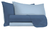 Set Lenzuola Singolo Sopra Sotto e Federe Doubleface Avio/Azzurro