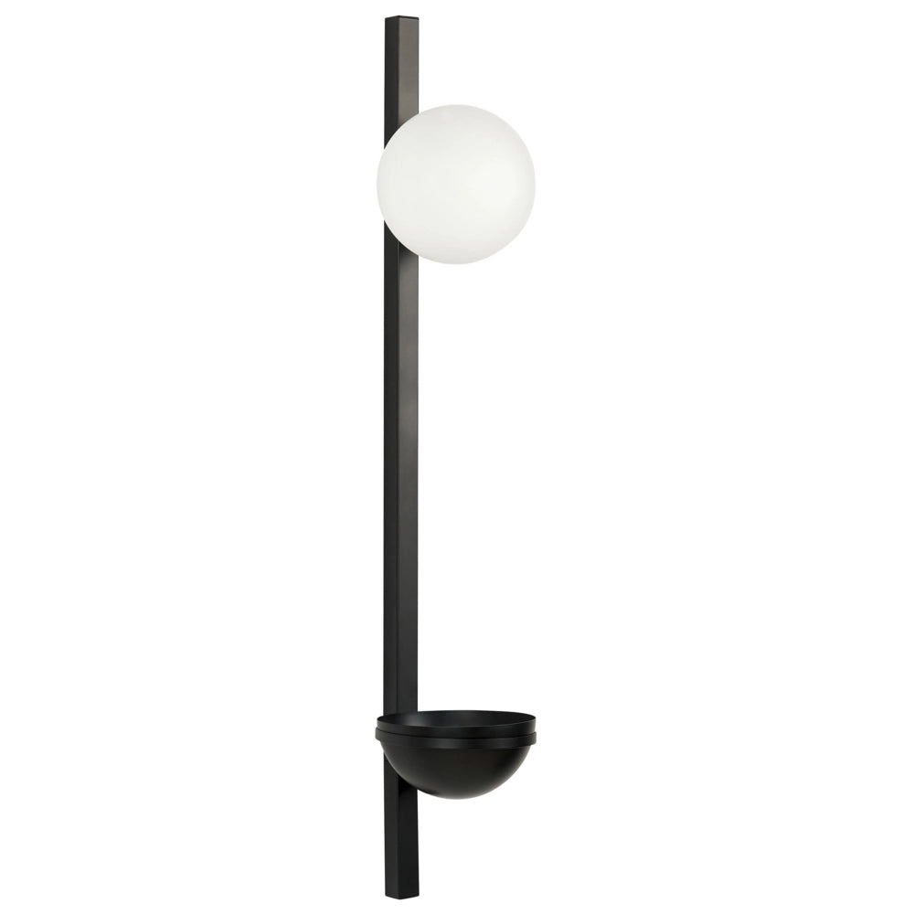 Lampada da parete con vaso per piante base nera in metallo e paralume in vetro stile moderno camera da letto