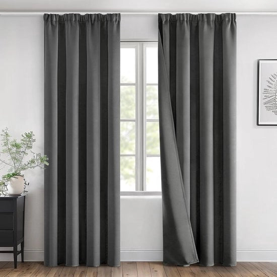 Set di tende di oscuramento da 2 pezzi - Moderno e intranslucido - Tende grigie 140 x 200 cm