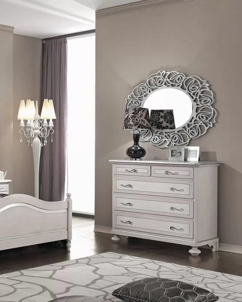  cassettiera arte povera 5 cassetti legno shabby tortora grigio 116x51x101 (1475) - Mobili 2G