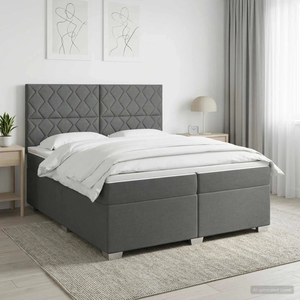 Letto box spring con materasso Grigio Scuro 200 x 200 cm 3454958