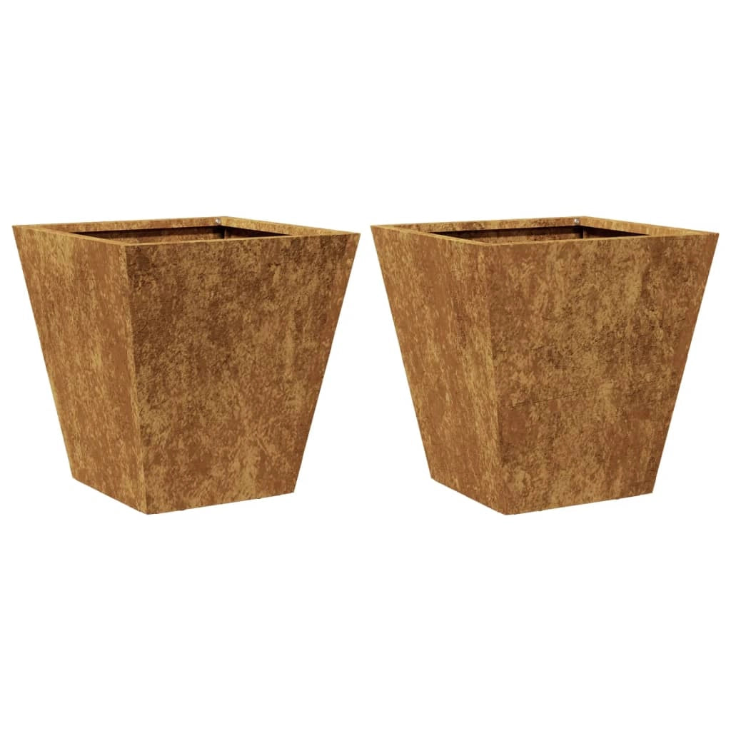 Fioriera rialzata per piante fiori giardino terrazze set da 2 30 x 30 x 30 cm acciaio Corten marrone 02_0038917