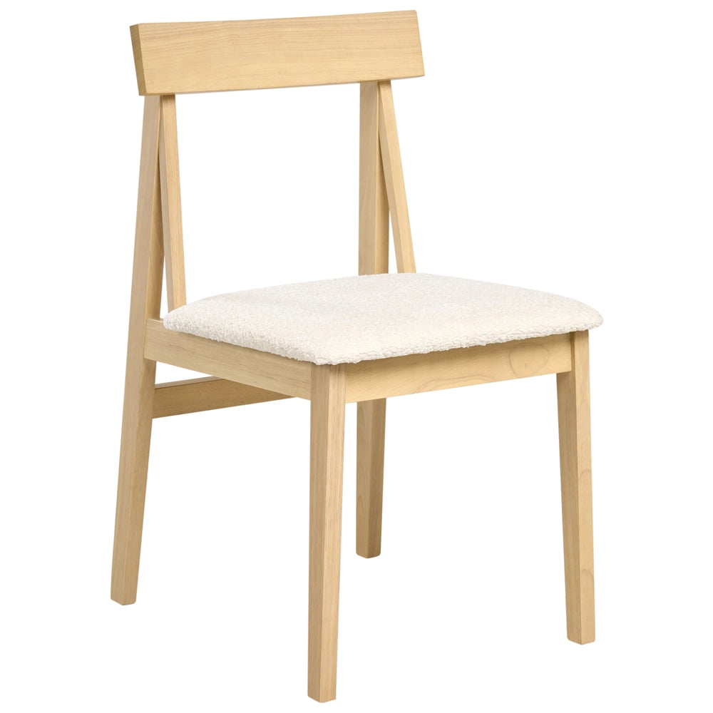 Set di 2 sedie da pranzo Struttura in legno di gomma chiaro Seduta in bouclé beige Design retrò senza braccioli