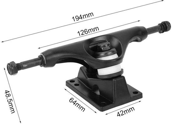 Assi per Skateboard 4-8 Polito - Nero - Alta Capacità di Carico - Leggero - Minore Attrito - Assali per Skateboard
