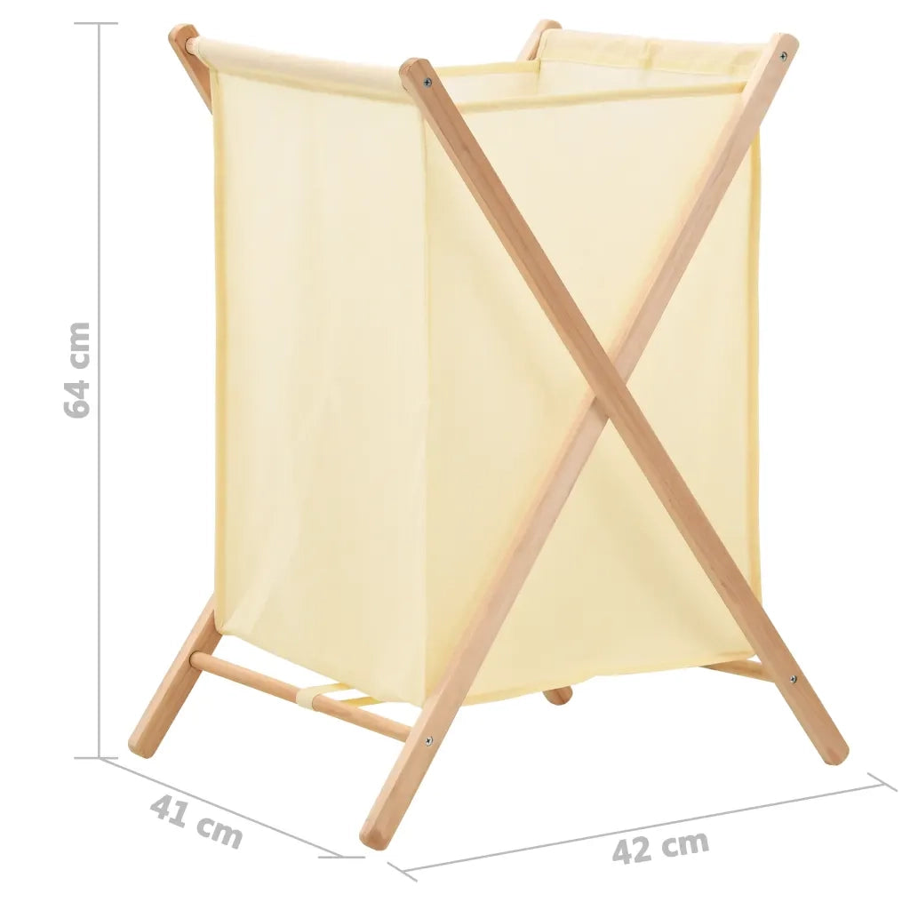Portabiancheria in Legno di Cedro e Tessuto Beige 42x41x64 cm CFW4951017