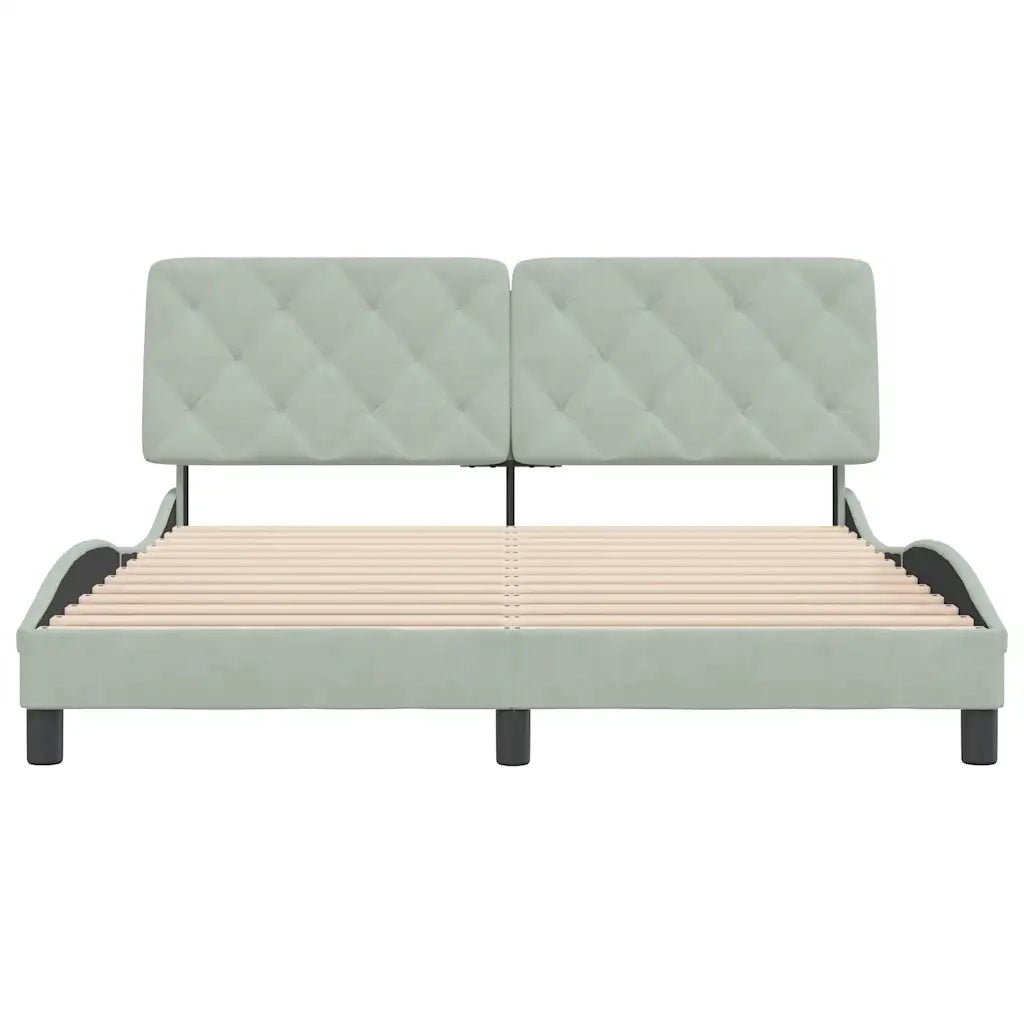 Giroletto senza Materasso Grigio Chiaro 160x200 cm Velluto