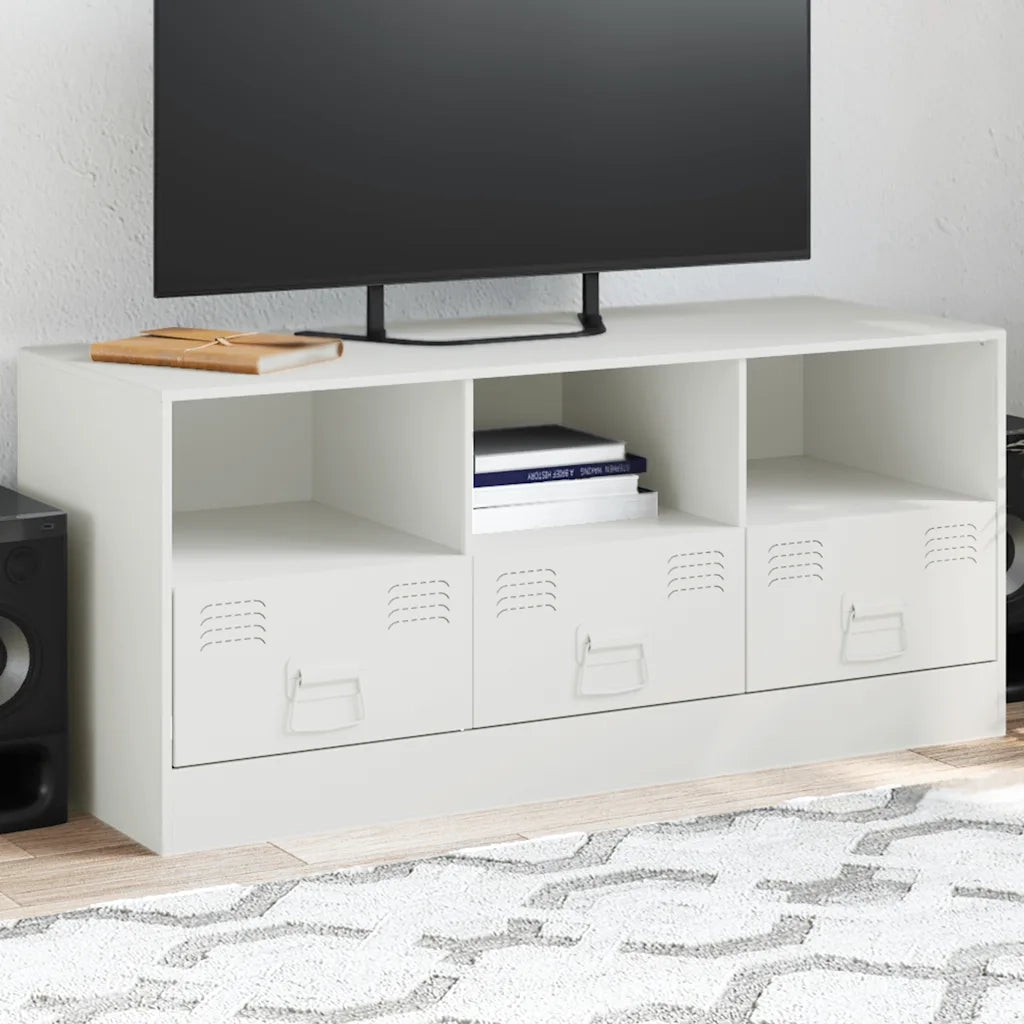 Mobile Porta TV Bianco 99x39x44 cm in Acciaio 841738