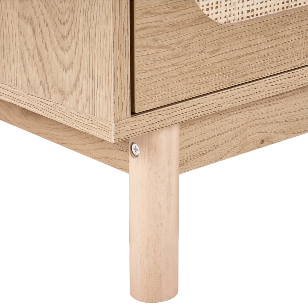 Cassettiera a 6 cassetti in truciolato marrone chiaro con frontale in rattan Stile Boho Camera da letto Soggiorno Credenza contenitore