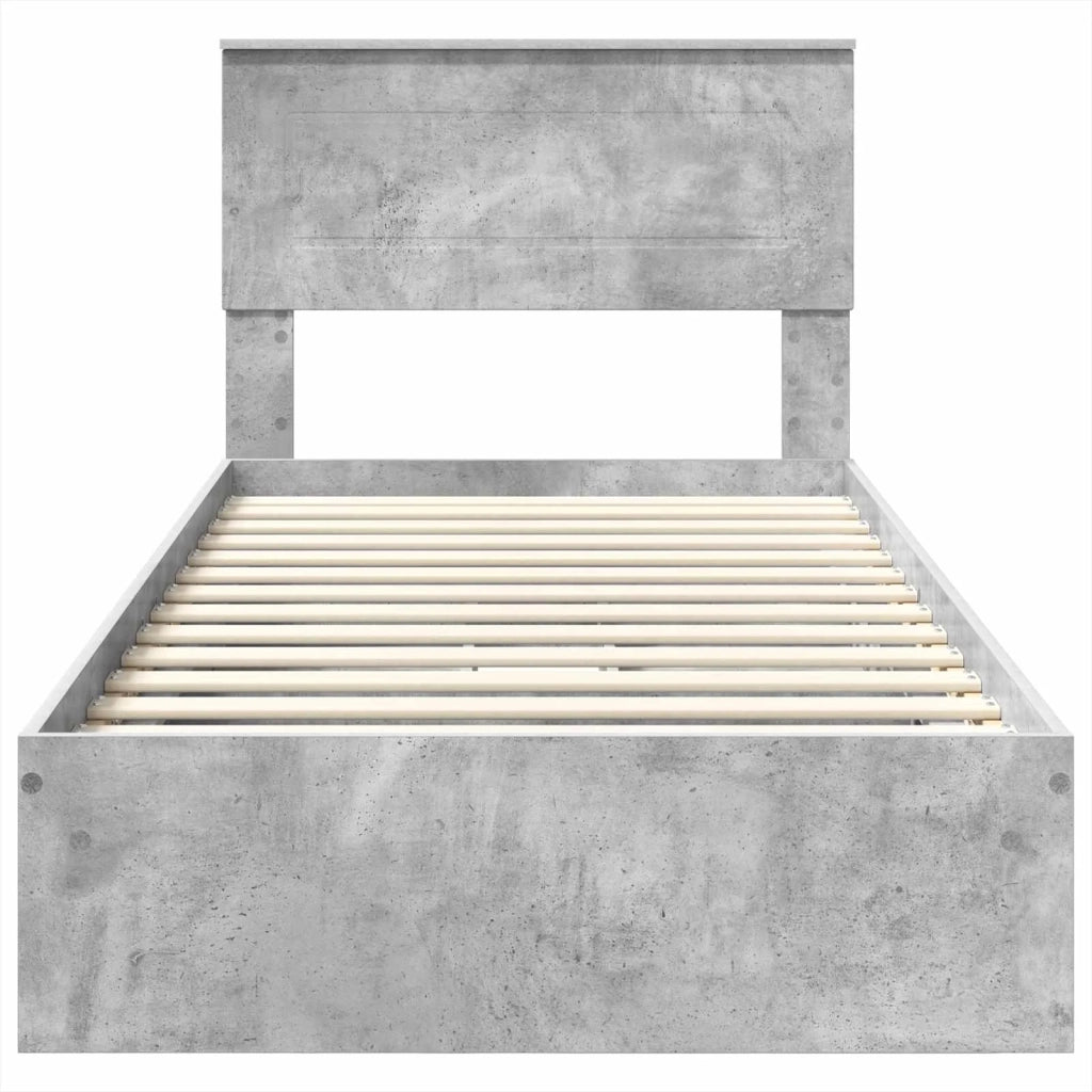 Letto con Contenitore con testiera Grigio cemento 90 x 190 cm