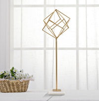 Scultura Cube 16x18x52,5 cm in Ferro e Marmo Oro e Bianco