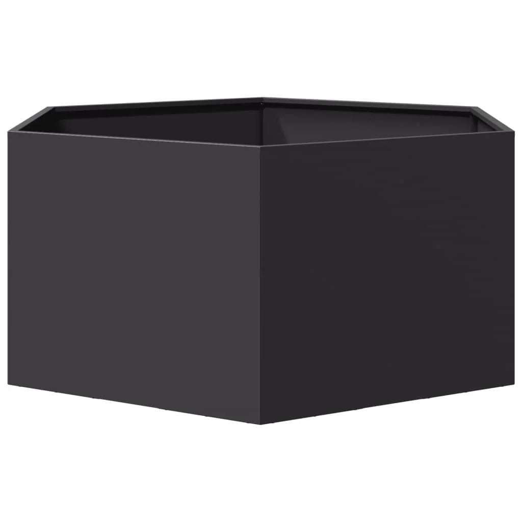 Fioriera/aiuola esagonale per piante fiori terrazza giardino 104 x 90 x 45 cm acciaio nero 02_0038632