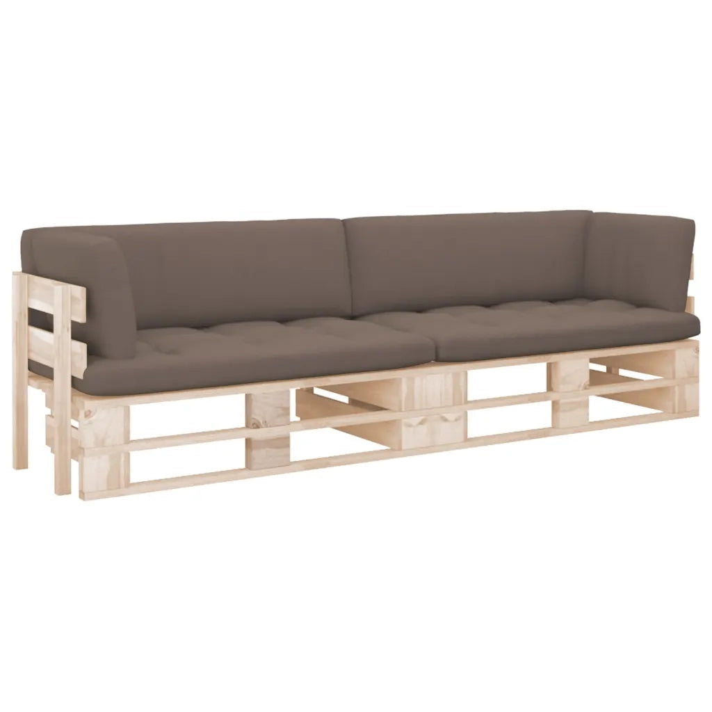 Divano a 2 Posti su Pallet con Cuscini Legno di Pino Impregnato cod mxl 56357