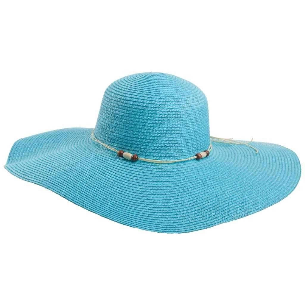 Cappello a tesa larga blu con dettaglio 58