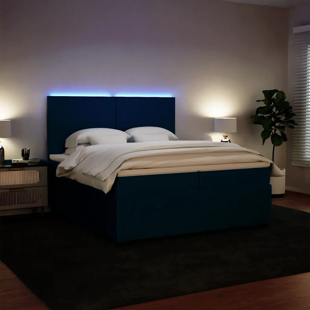 Giroletto a Molle con Materasso Blu 200x200 cm in Velluto