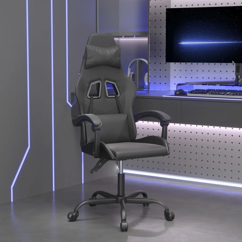 Sedia da Gaming | Sedia da e-sports Girevole Nera in Similpelle