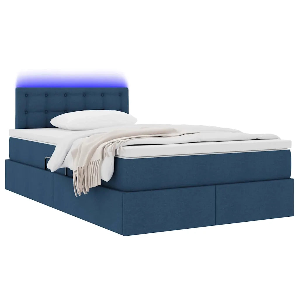 Letto con contenitore e LED con led Blu 120 x 190 cm Tessuto 3371261