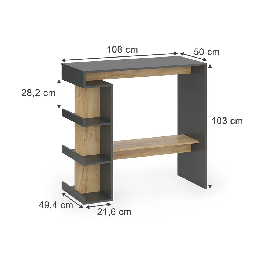 Vicco tavolo bar alto Antracite/quercia dorata 108 x 50 cm