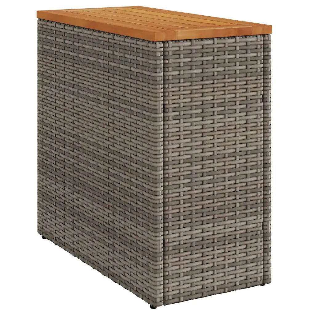 Tavolino-Tavolino da soggiorno-Tavolo Giardino Piano in Legno Grigio 58x27,5x55cm Polyrattan