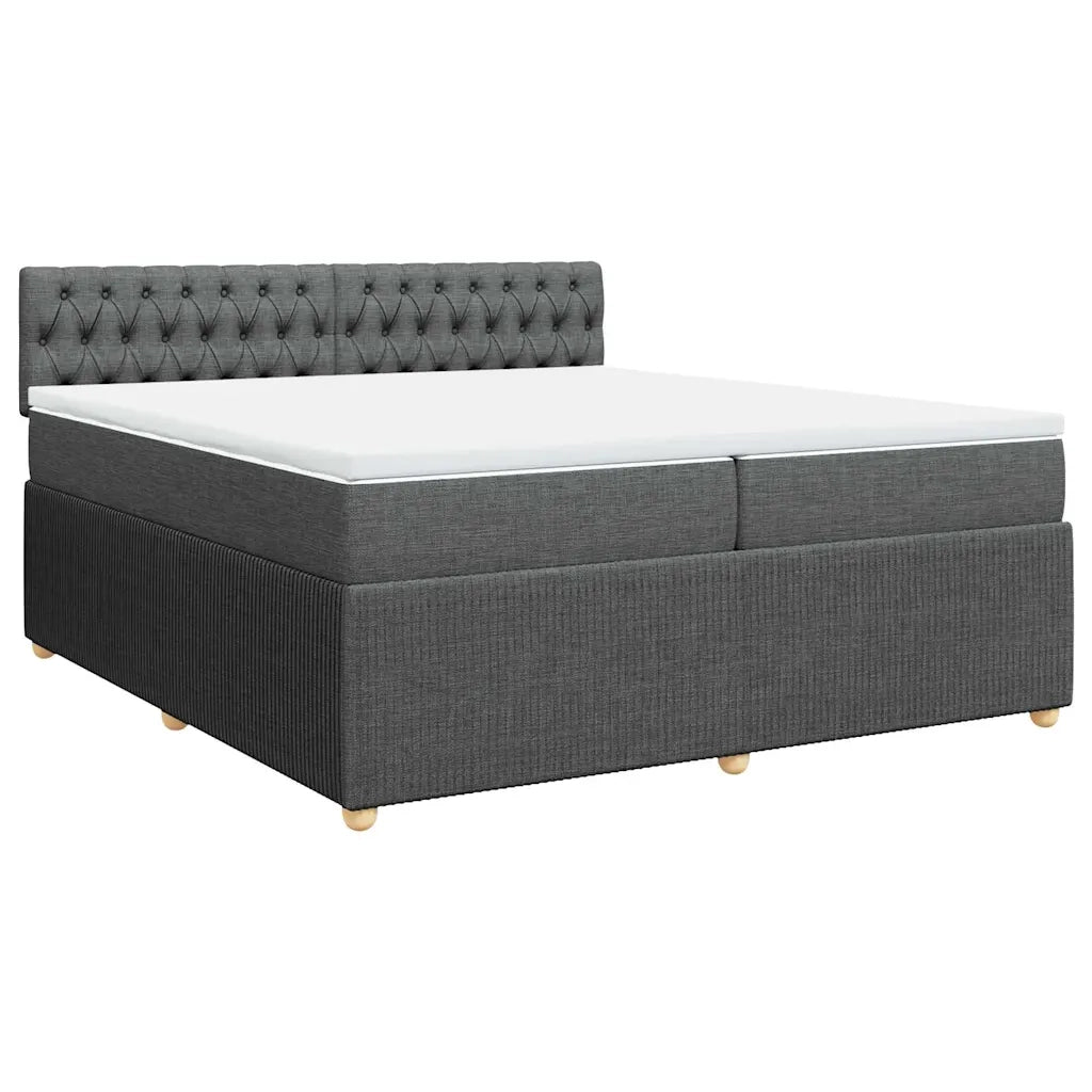 Giroletto a Molle con Materasso Grigio Scuro 200x200 cm Tessuto
