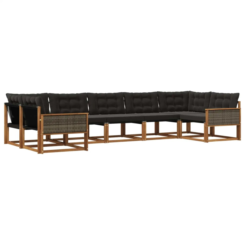 Set di divani da esterno 7 pz Naturale e Nero 3381660