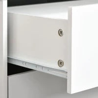 Comodino Stile Scandinavo con 2 Cassetti, 40 x 35 x 50,5 cm, Bianco e Effetto Legno